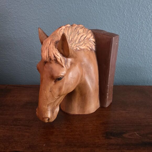 Other - Vintage Ceramic Horse Head Statue Bookend Brown Matte Finish Rustic Equestrian